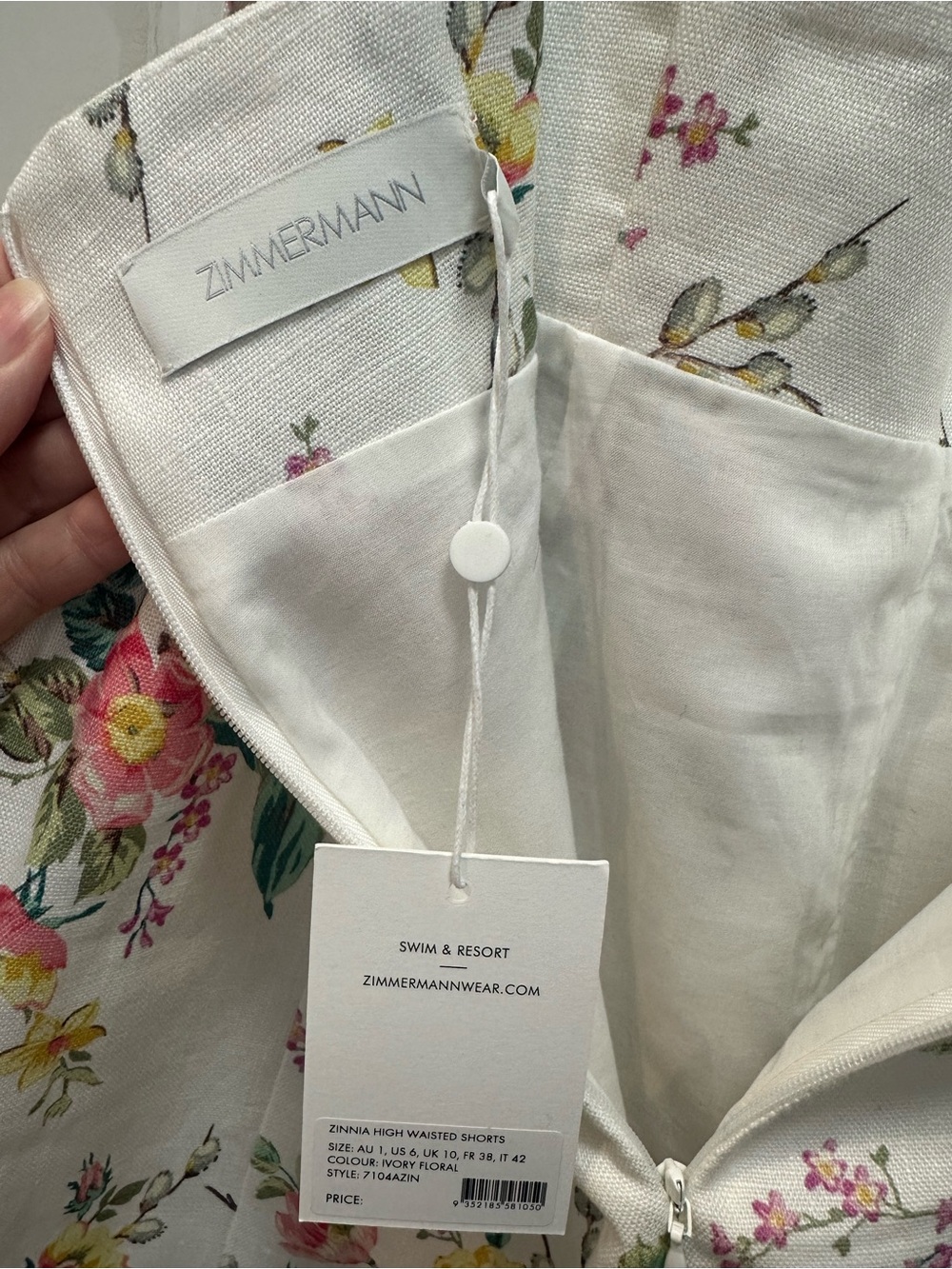 Zimmermann Zinnia High Waisted Linen Shorts AU size 1 - Picture 5 of 6